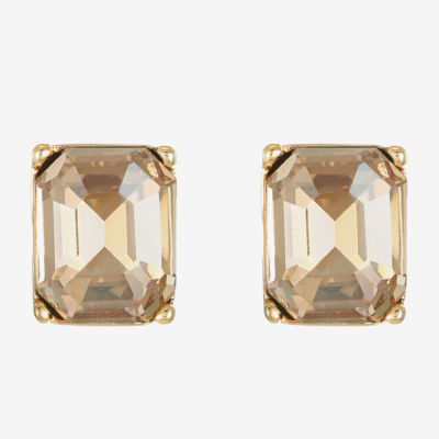 Monet Jewelry Gold Tone Brown Glass 10.5mm Rectangular Stud Earrings