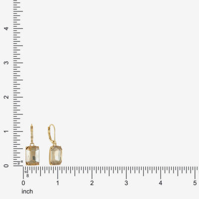 Monet Jewelry Gold Tone Womens Brown Glass Rectangular Drop Earrings