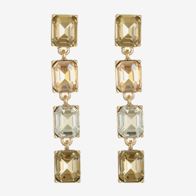 Monet Jewelry Gold Tone Womens Brown Glass Rectangular Hypoallergenic Drop Earrings