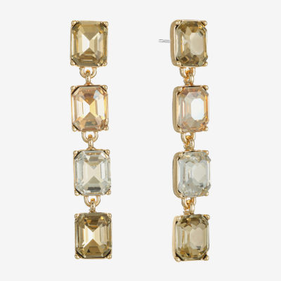 Monet Jewelry Gold Tone Womens Brown Glass Rectangular Hypoallergenic Drop Earrings