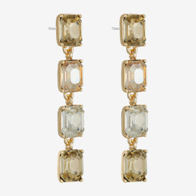 Monet Jewelry Gold Tone Womens Brown Glass Rectangular Hypoallergenic Drop Earrings