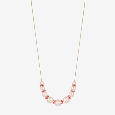 Monet Jewelry Gold Tone & Pink Womens 17 Inch Collar Necklace