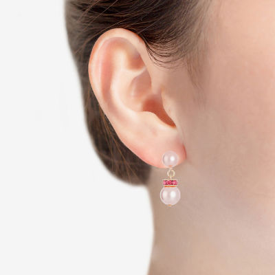 Monet Jewelry Gold Tone & Pink Glass Simulated Pearl Drop Earrings