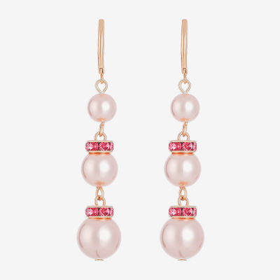 Monet Jewelry Gold Tone & Pink Glass Simulated Pearl Drop Earrings