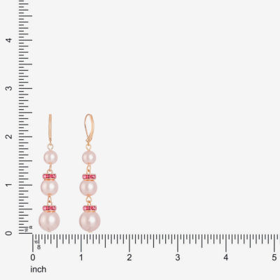 Monet Jewelry Gold Tone & Pink Glass Simulated Pearl Drop Earrings