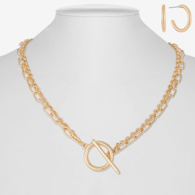 Liz Claiborne Toggle Chain Necklace & Drop Earring Womens Hypoallergenic 2-pc. Jewelry Set
