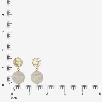 Liz Claiborne Gold Tone Hammered Raffia Womens Round Hypoallergenic Drop Earrings