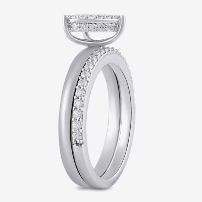 Surrounded by Love (H / I1-I2) Womens 1/2 CT. T.W. Lab Grown White Diamond Sterling Silver Heart Halo Bridal Set