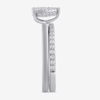 Surrounded by Love (H / I1-I2) Womens 1/2 CT. T.W. Lab Grown White Diamond Sterling Silver Heart Halo Bridal Set