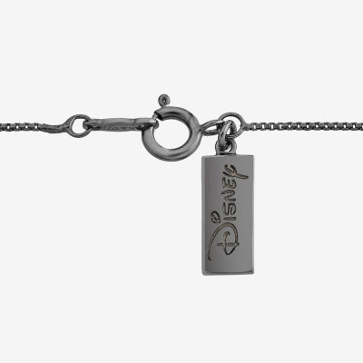 Enchanted Disney Fine Jewelry Womens 1/8 CT. T.W. Genuine Black Onyx Sterling Silver Heart 18 Inch Pendant Necklace