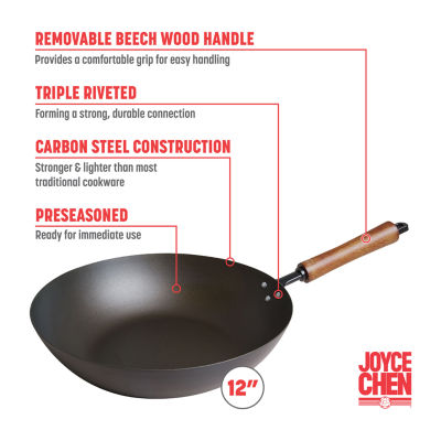 Joyce Chen Classic Series Pre-Seasoned Carbon Steel 12" Stir Fry Pan