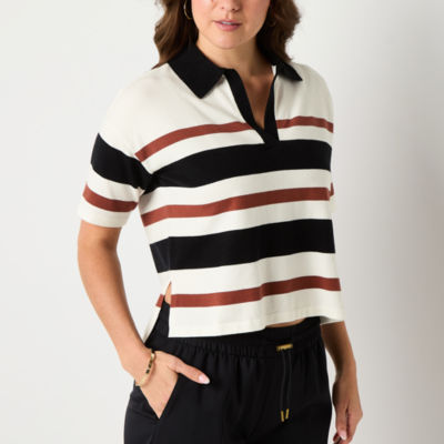 Stylus Womens Short Sleeve Striped Pullover Sweater