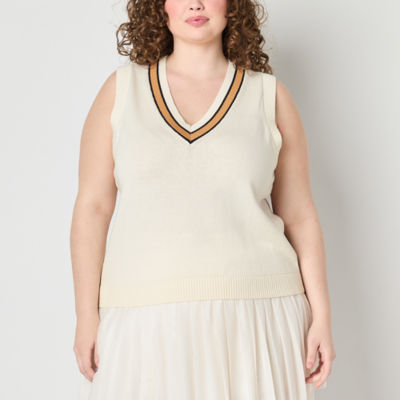 Stylus Womens V Neck Plus Sweater Vest
