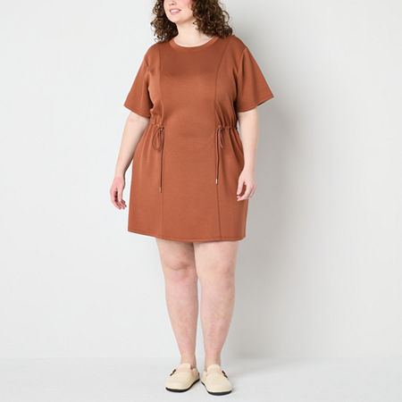Stylus Womens Short Sleeve A-Line Dress Plus