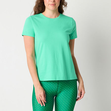 Xersion Womens Cotton Crew Neck Short Sleeve T-Shirt, Small, Green