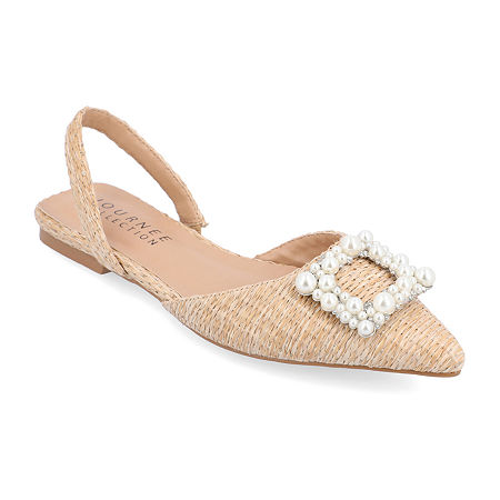 Journee Collection Hannae Womens Pointed Ballet Flats, 6 Medium, Beige
