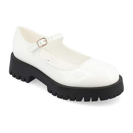 Journee Collection Womens Kamie Closed Toe Mary Jane Shoes, 8 Wide, White