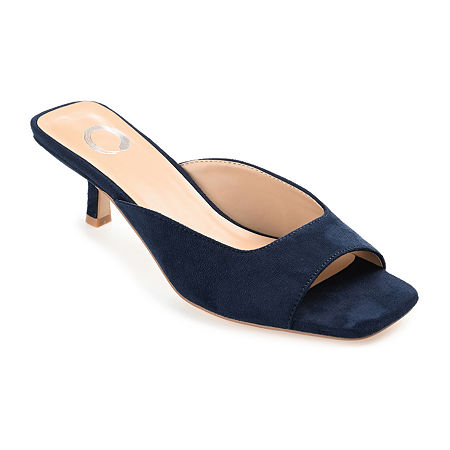 Journee Collection Womens Larna Square Open Toe Kitten Heel Pumps, 9 Medium, Blue
