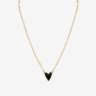 Bijoux Bar Delicates Gold Tone Womens Alloy Heart Paperclip 18 Inch Pendant Necklace
