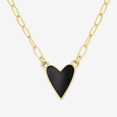 Bijoux Bar Delicates Gold Tone Womens Alloy Heart Paperclip 18 Inch Pendant Necklace