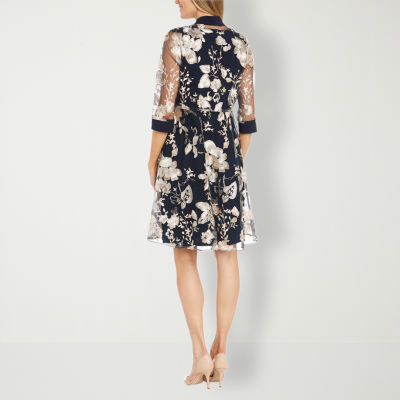 R & M Richards Floral Jacket Dress With Removable Necklace