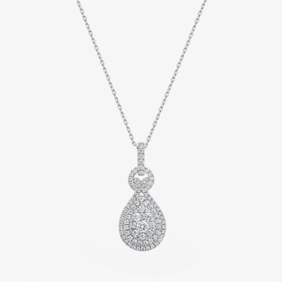 (F / Si2) Womens 1 CT. T.W. Lab Grown White Diamond 14K White Gold Pendant Necklace