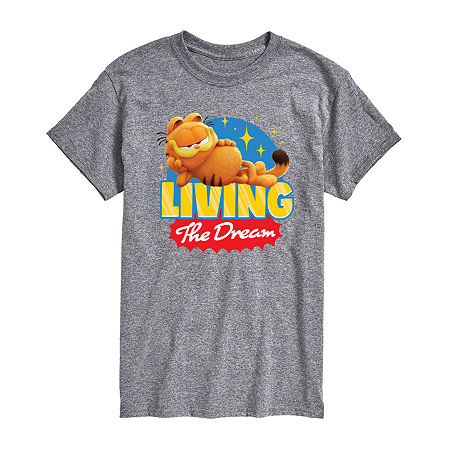 Mens Short Sleeve Garfield Graphic T-Shirt, X-large, Gray