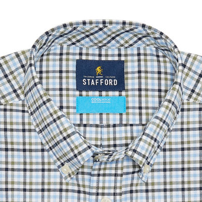 Stafford Coolmax Oxford Mens Regular Fit Stretch Fabric Wrinkle Free Long Sleeve Dress Shirt