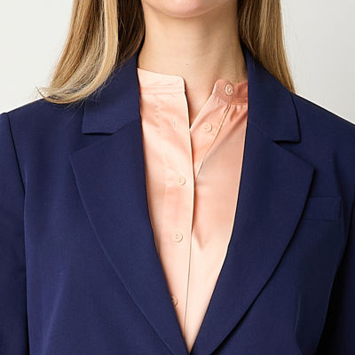 Worthington Womens Relaxed Double Breasted Blazer