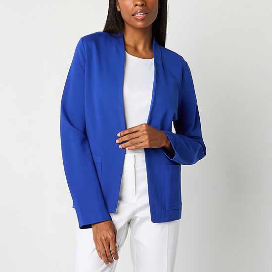 Liz Claiborne Ponte Womens Classic Fit Blazer, Color: Bold Blue - JCPenney
