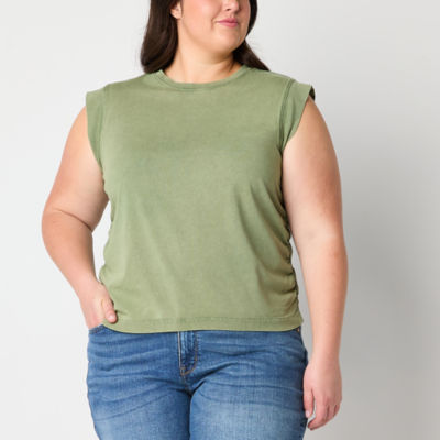 a.n.a Womens Plus Round Neck Sleeveless T-Shirt