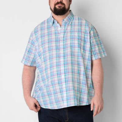 St. John's Bay Madras Big and Tall Mens Classic Fit Short Sleeve Plaid Button-Down Shirt