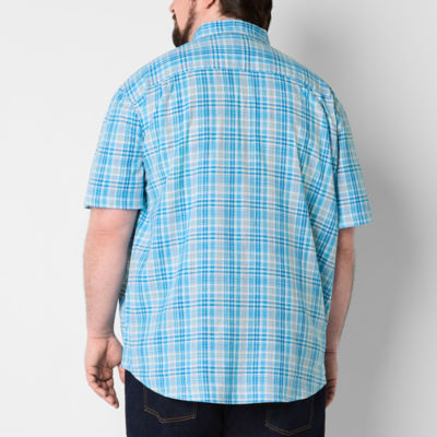 St. John's Bay Madras Big and Tall Mens Classic Fit Short Sleeve Plaid Button-Down Shirt