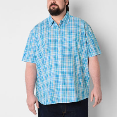St. John's Bay Madras Big and Tall Mens Classic Fit Short Sleeve Plaid Button-Down Shirt