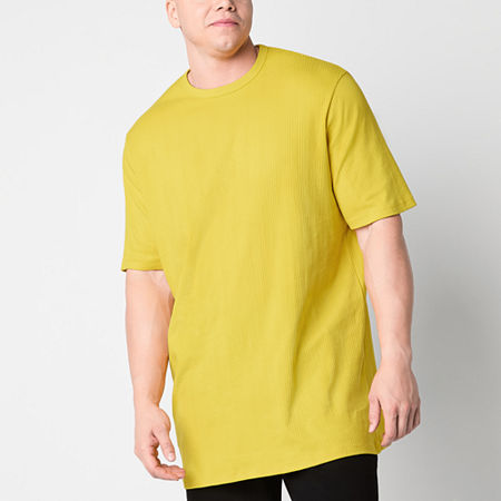 Shaquille O'Neal XLG Big and Tall Ribbed Mens Crew Neck Short Sleeve T-Shirt, Large Tall, Yellow