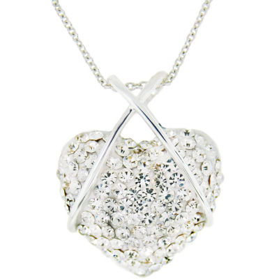 Sterling Silver Wrapped Crystal Heart Pendant Necklace