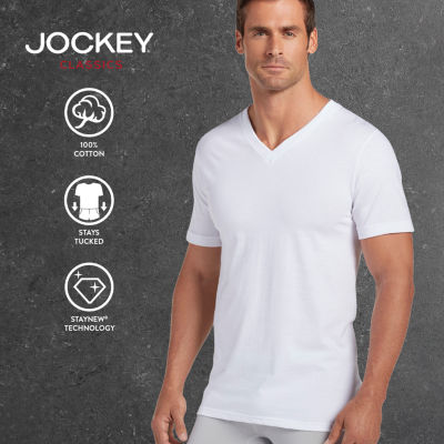 Jockey Classic Mens 3 Pack Short Sleeve V Neck Moisture Wicking T-Shirt