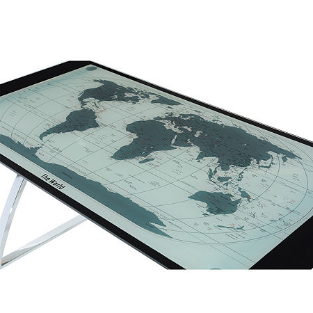 World Map Desk, One Size, Silver