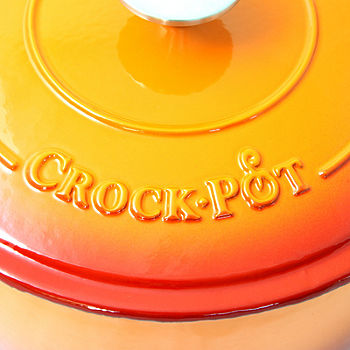 CROCK POT 5 Qt 2-Piece Enameled Cast Iron Dutch Oven. New In Box - Color  Orange