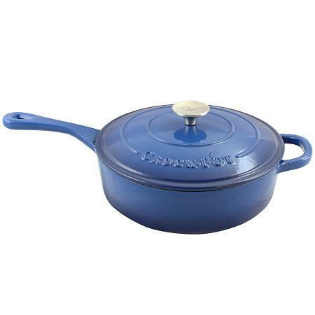 Crock Pot Artisan Enameled 3.5 Quart Cast Iron Deep Sauté Pan With Self Basting Lid, One Size, Blue