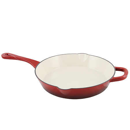 Crock Pot Artisan Enameled 12 Round Cast Iron Skillet, One Size, Red