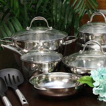 Cuisinart Contour Stainless 13-Piece Cookware Set,Silver