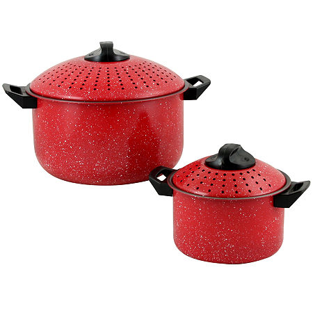 Gibson Home Casselman 4 Piece Nonstick Pasta Pot Set With Bakelite Handle/Knob, One Size, Red