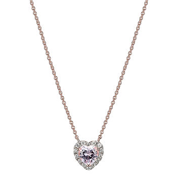 Pink & White Diamond Heart Necklace