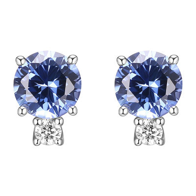 Lab Grown Blue Sapphire & 1/10 CT. T.W. Lab Grown White Diamond