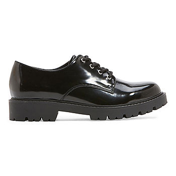 New Kids Ladies Smart Office Formal School Girls Lace Up Black Brogue Shoes Size 