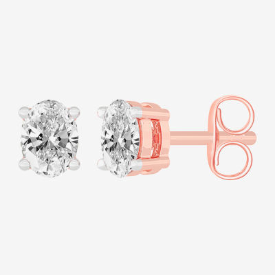 (H-I / SI1-SI2) 1/2 CT. T.W. Lab Grown White Diamond 14K Gold 4.6mm Oval Stud Earrings