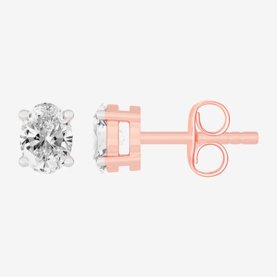 (H-I / SI1-SI2) 1/2 CT. T.W. Lab Grown White Diamond 14K Gold 4.6mm Oval Stud Earrings