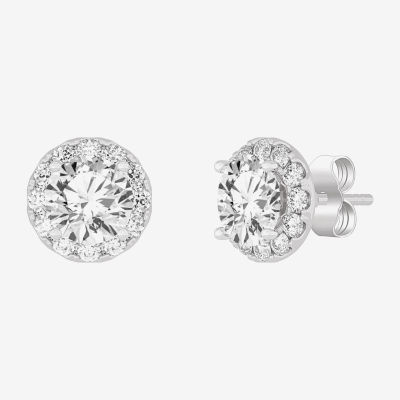 2.5 Carat Canary Round Cubic Zirconia Stud Earrings 14K White Gold | Ziamond Lab Grown Diamond Simulants