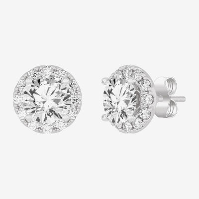 2.5 Carat Canary Round Cubic Zirconia Stud Earrings 14K White Gold | Ziamond Lab Grown Diamond Simulants